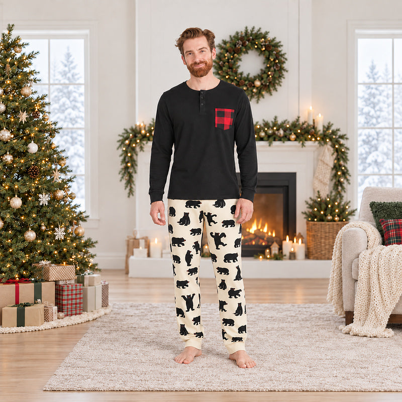 Weihnachtspyjama im Familienlook – Tanzender Bär