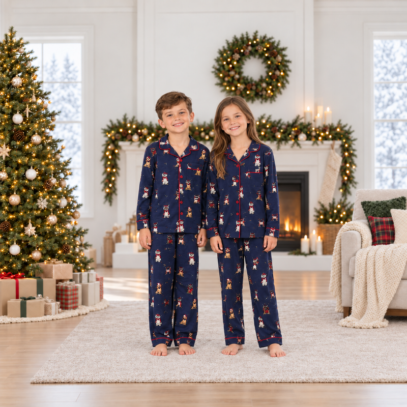 Pyjama im Familienlook – Hundemotive