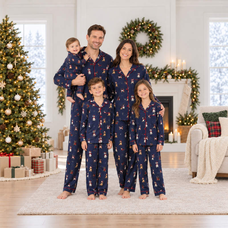 Pyjama im Familienlook – Hundemotive