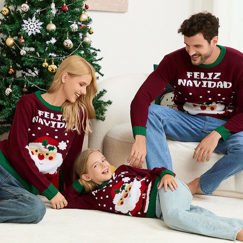 Kersttrui in familiestijl - Kerstman met kerstgroet