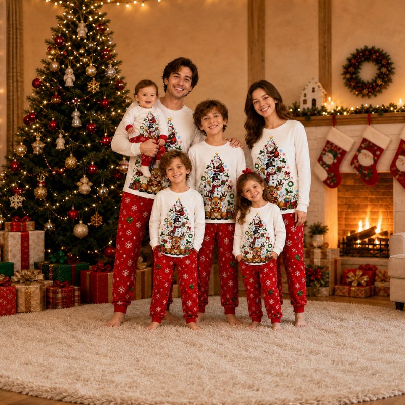Kerstpyjama in gezinslook - winterwonderland