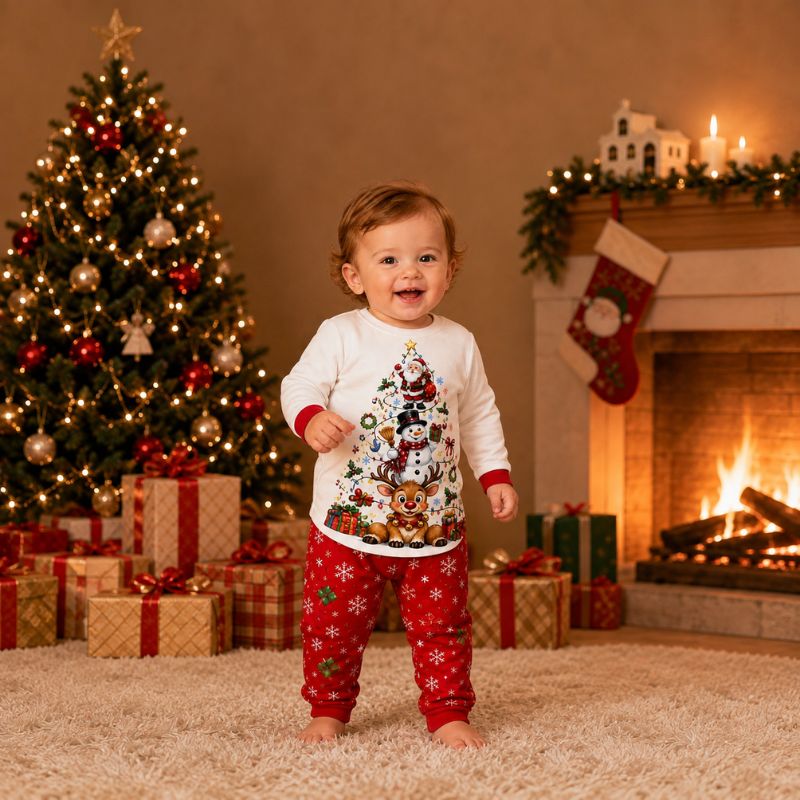 Kerstpyjama in gezinslook - winterwonderland