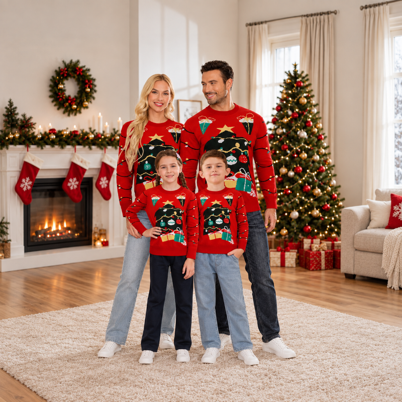 Weihnachtspullover – Weihnachtliches Lichterkettenmotiv