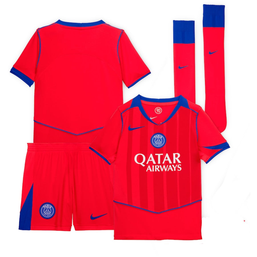 Ensemble troisième maillot enfant du Paris Saint-Germain 2025/26 – Rouge