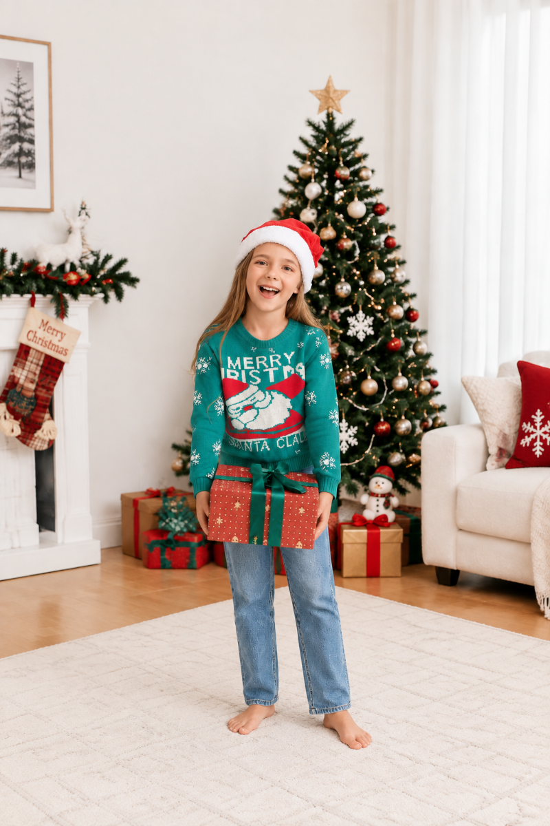 Weihnachtspullover im Familienlook – Fröhlicher Weihnachtsmann