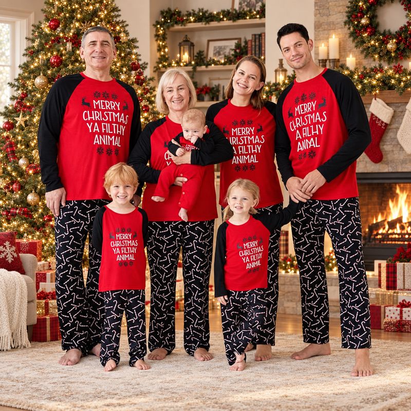 Pyjama de Noël assorti à toute la famille - Message de Noël impertinent