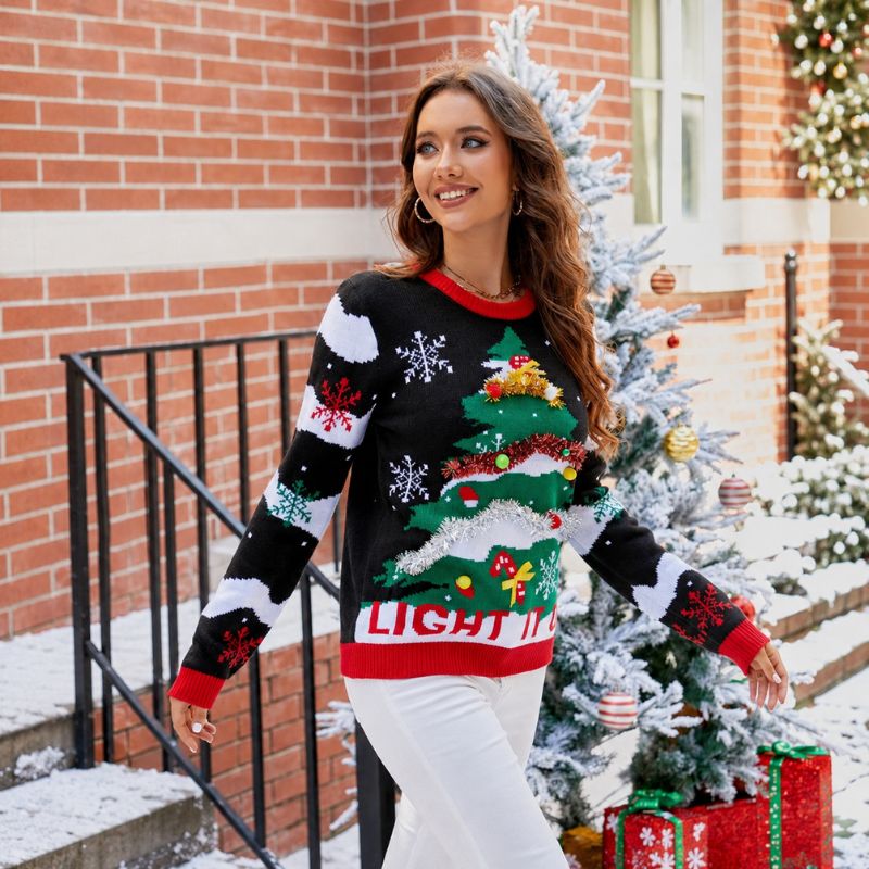 Weihnachtspullover – Nächtliches Weihnachtsbaummotiv
