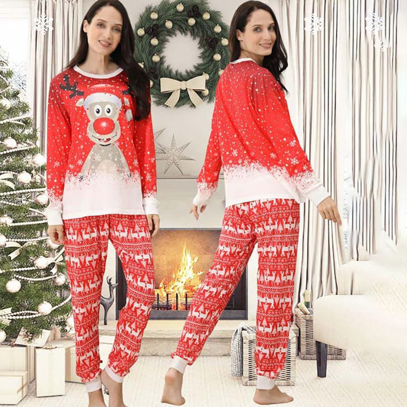 Weihnachtspyjama im Familienlook – Elch im Schnee
