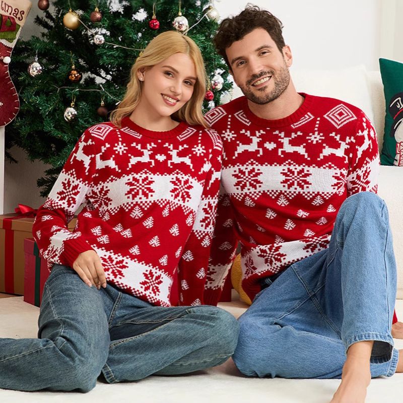 Weihnachtspullover – Nordisches Schneeflockenmuster