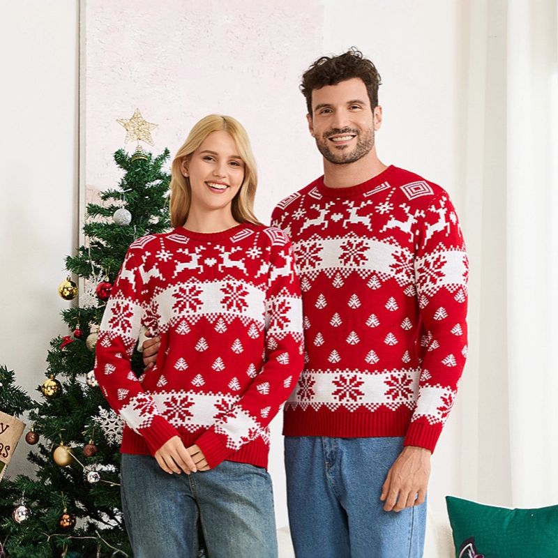 Weihnachtspullover – Nordisches Schneeflockenmuster