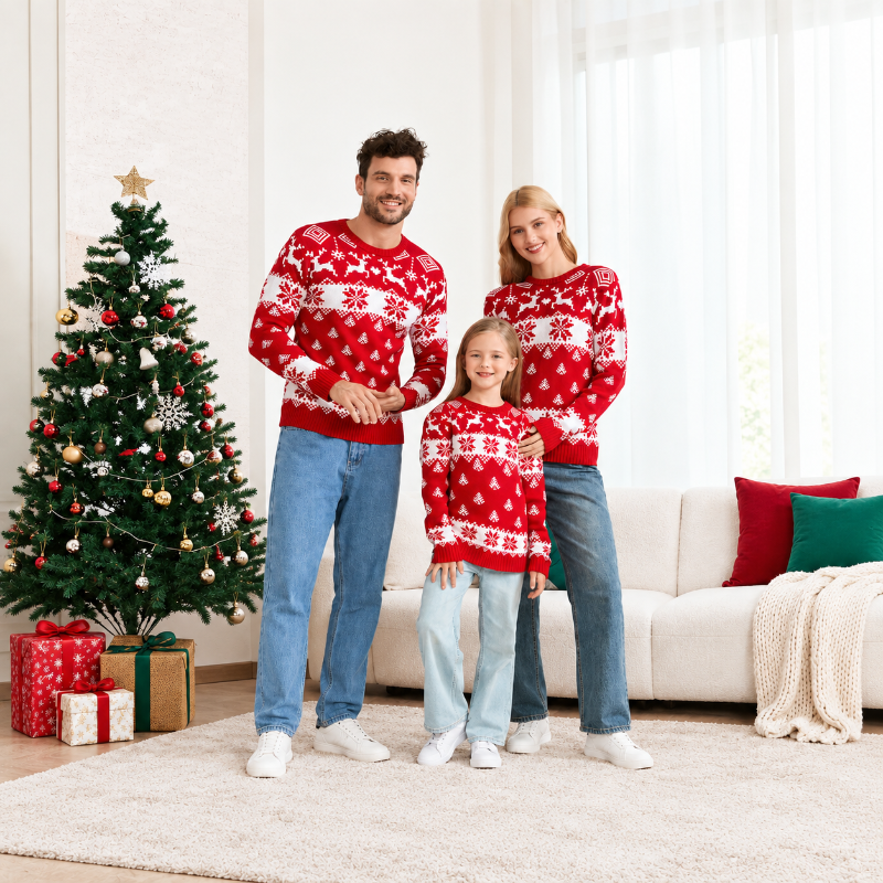 Weihnachtspullover – Nordisches Schneeflockenmuster