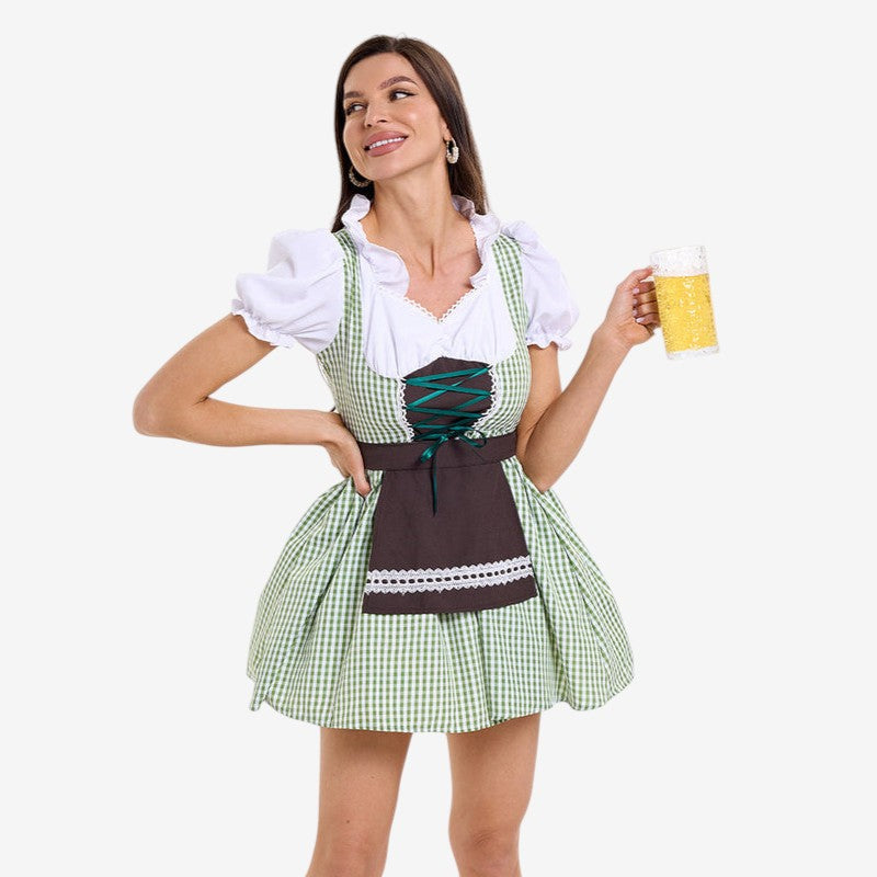 Traditionell dirndl för damer i kort modell med puffärmar