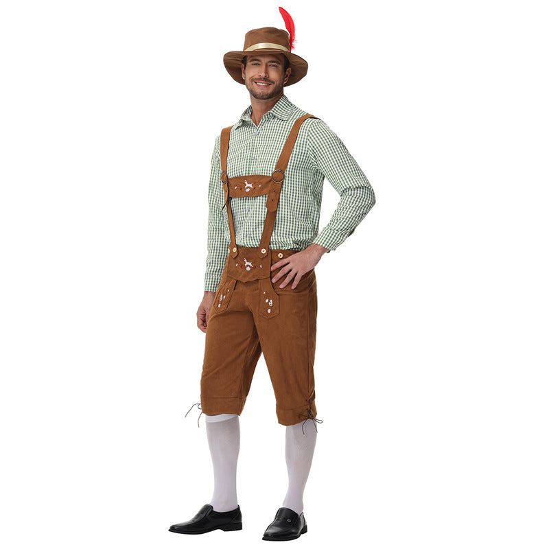 Trachtenlederhose für Herren mit Hosenträgern und Stickereien