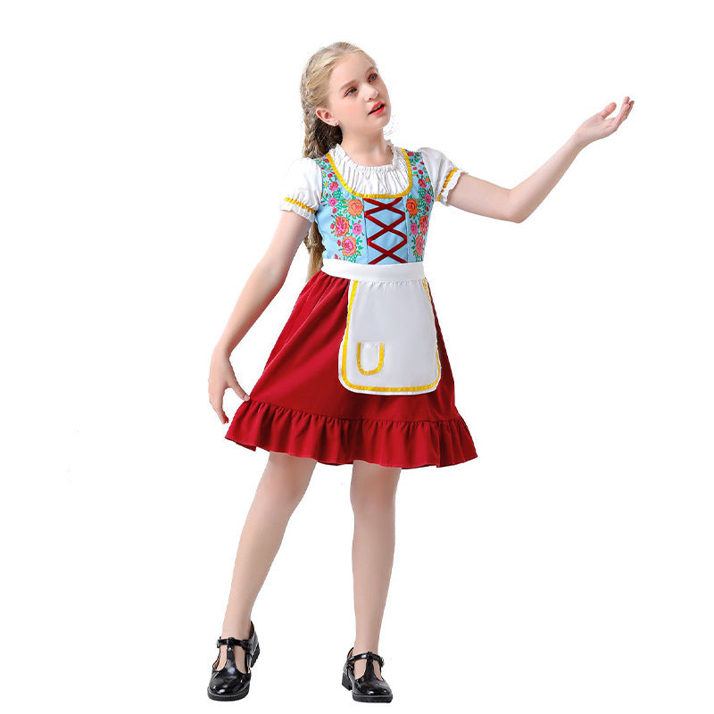 Trachten-Kostümkleid für Damen mit Rüschen und Schürze