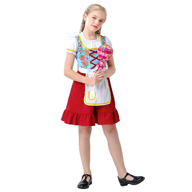 Trachten-Kostümkleid für Damen mit Rüschen und Schürze