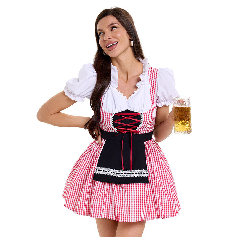 Traditionel dirndl til kvinder i kort model med pufærmer