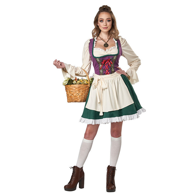 Trachtenkleid für Damen mit Rüschen und Gürtel