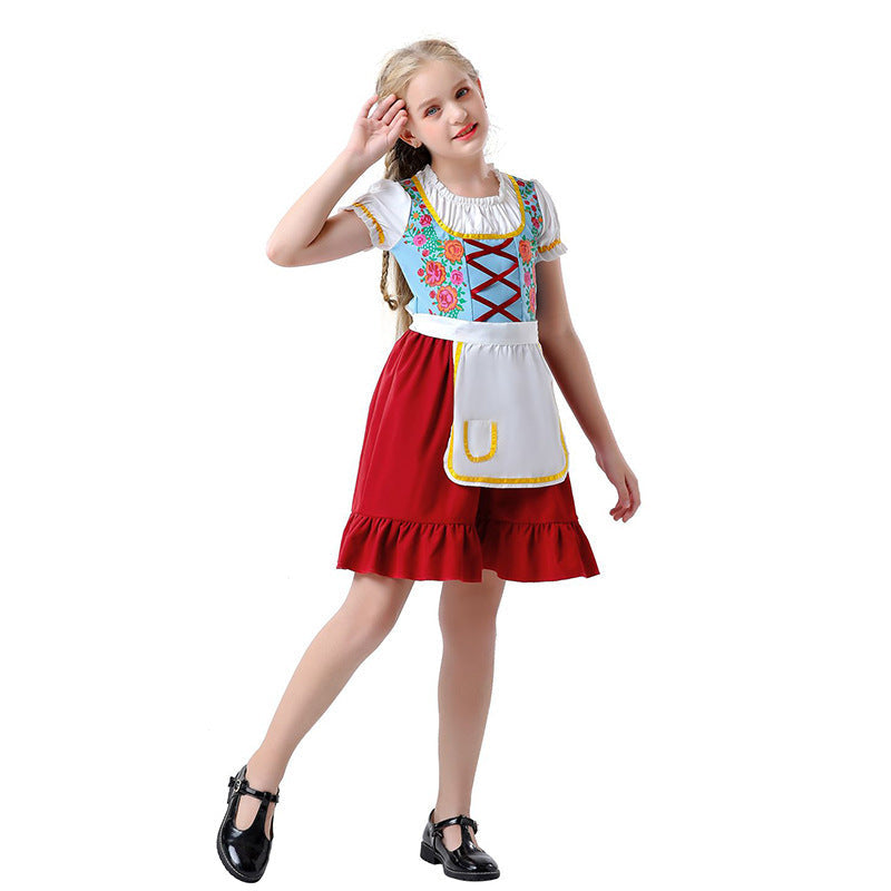 Trachten-Kostümkleid für Damen mit Rüschen und Schürze