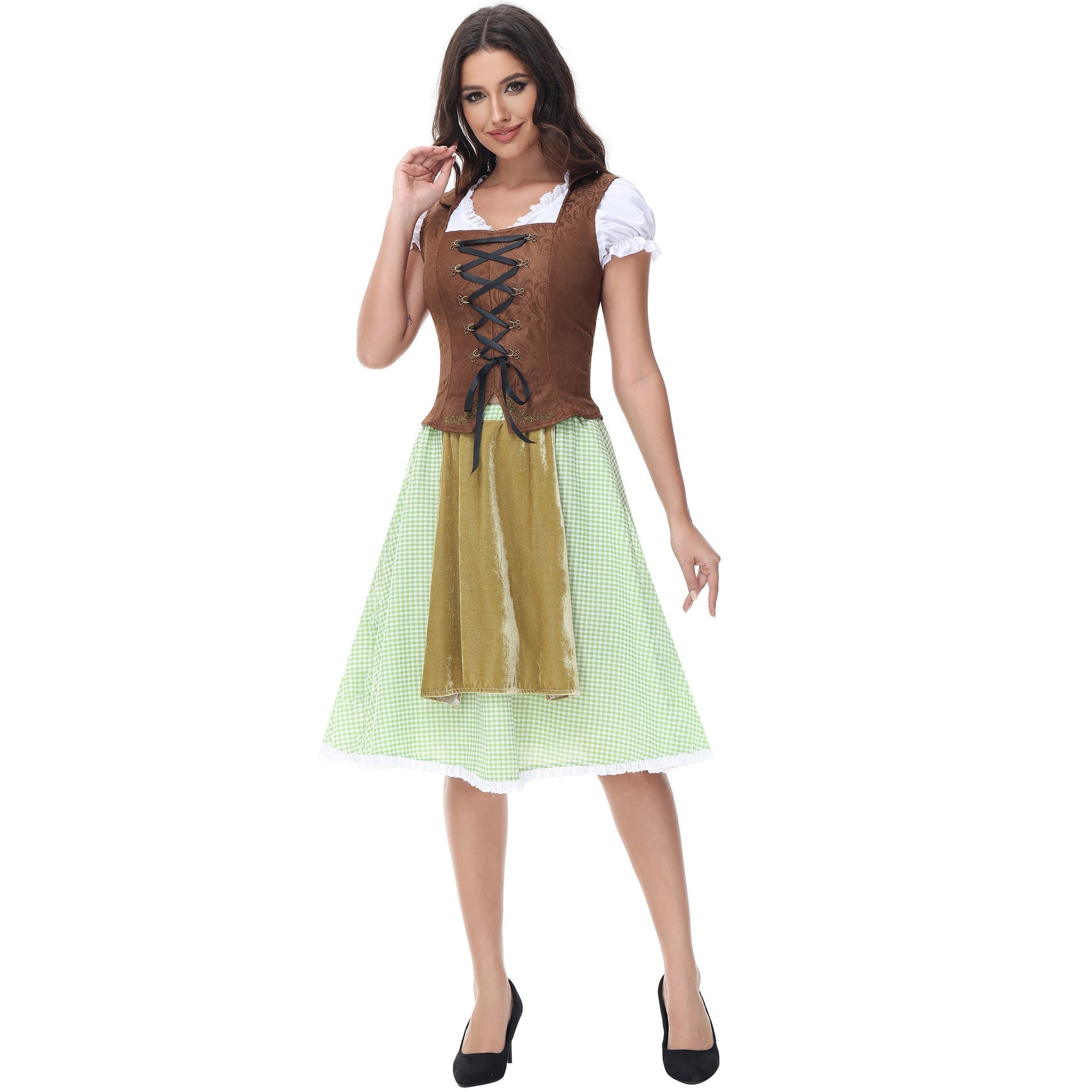 Trachtenkleid für Damen mit Rüschen und Schnürung