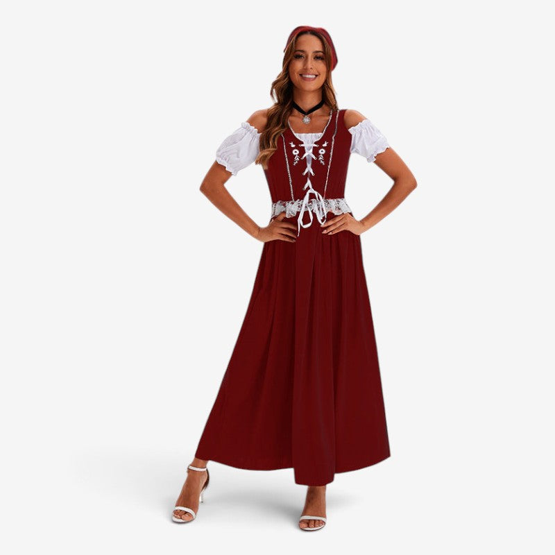 Dirndlkleid für Damen in kurzer Ausführung mit Spitzen-Schürze