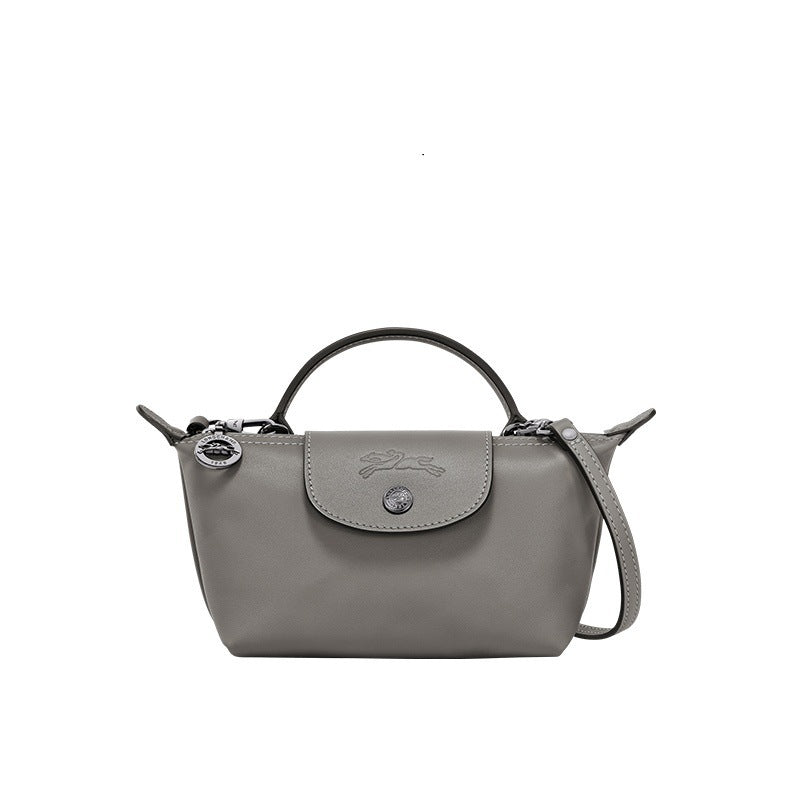 SAC EN CUIR MINI LONGCHAMP - GRIS FUMÉ