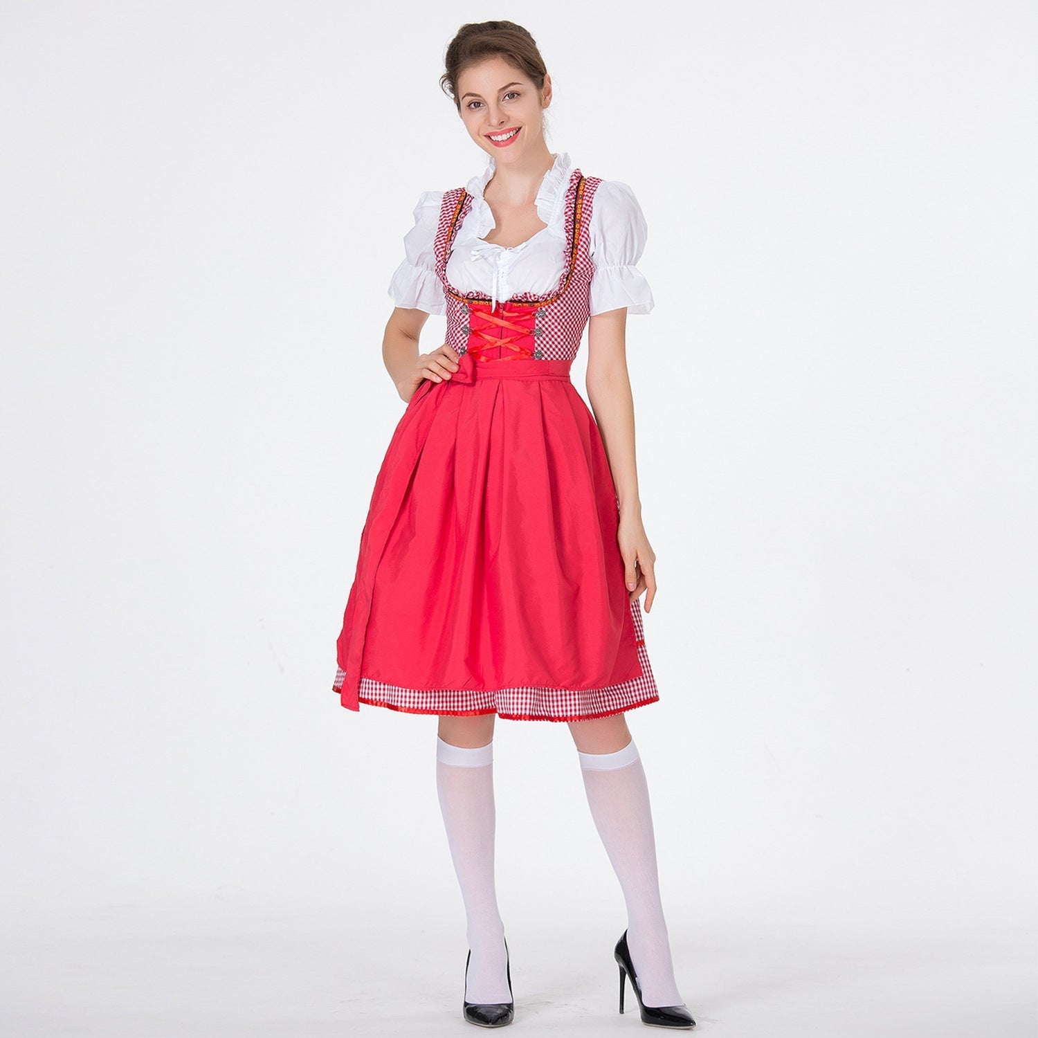 Dirndlkleid für Damen mit geraffter Schürze