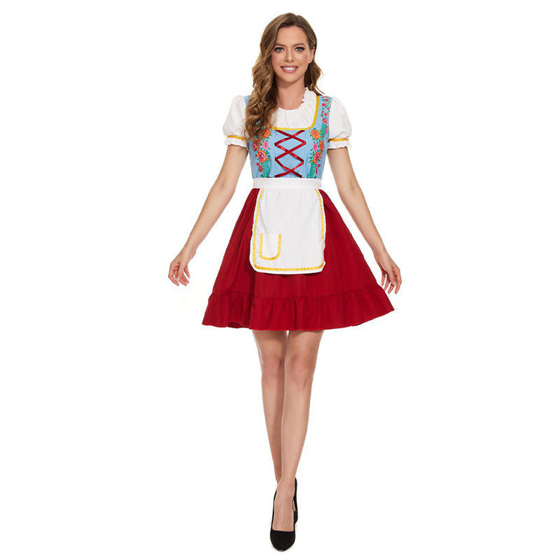 Trachten-Kostümkleid für Damen mit Rüschen und Schürze