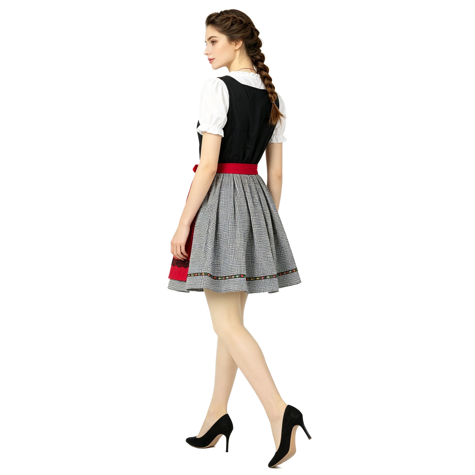 Dirndlkleid für Damen mit Herzausschnitt und Schürze