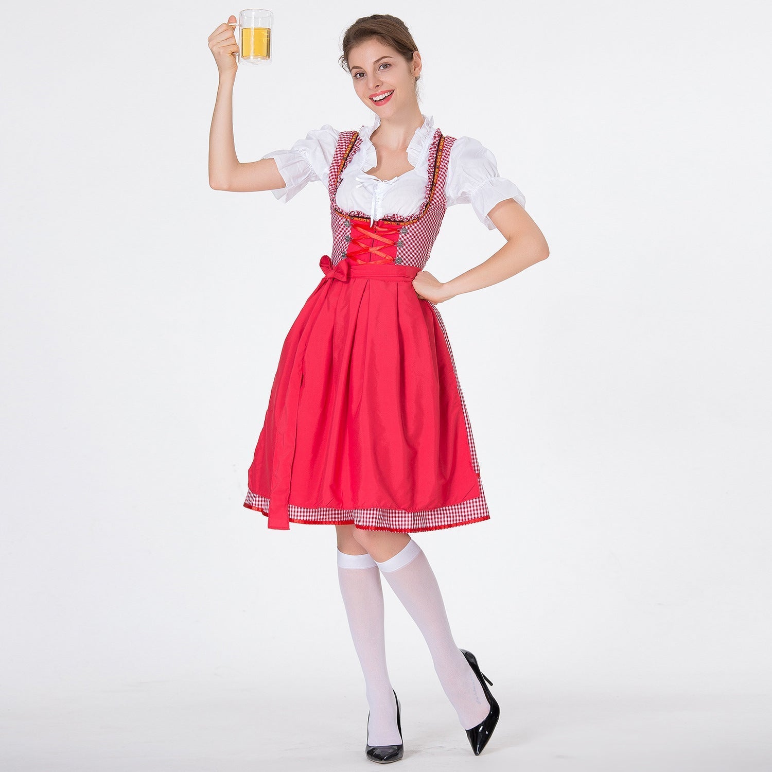 Dirndlkleid für Damen mit geraffter Schürze