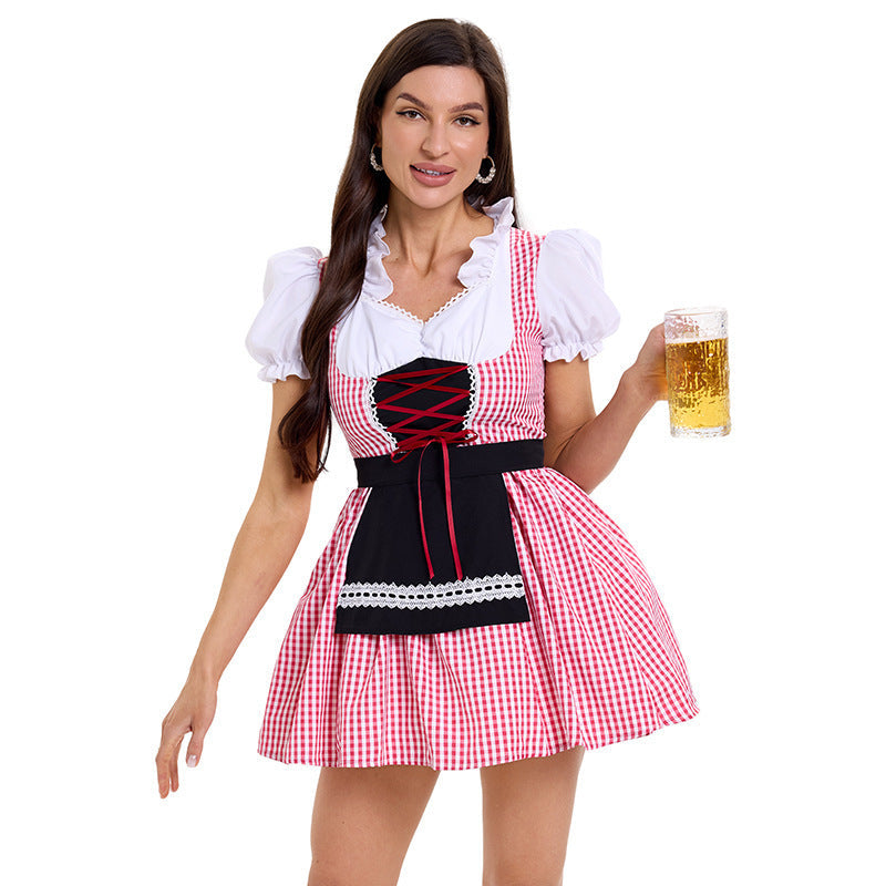 Traditionel dirndl til kvinder i kort model med pufærmer