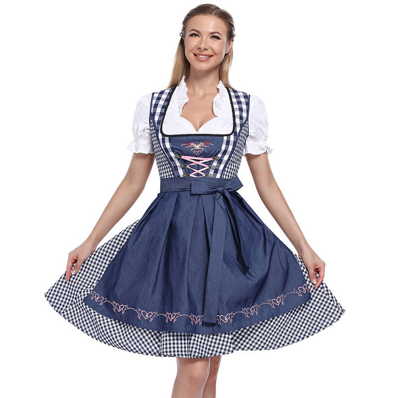 Trachten-Dirndl für Damen mit Schnürung und Herzstickerei