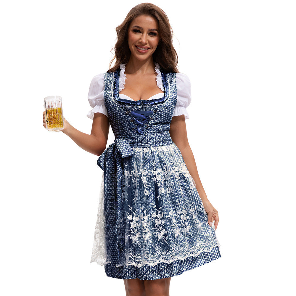Dirndlkleid für Damen mit Herzausschnitt und Spitzen-Schürze