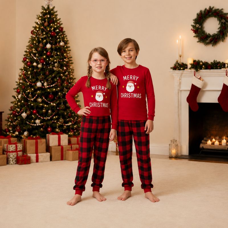 Weihnachtspyjama im Familienlook – Fröhlicher Weihnachtsmann
