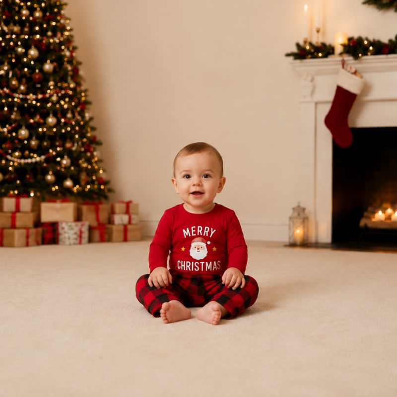 Weihnachtspyjama im Familienlook – Fröhlicher Weihnachtsmann