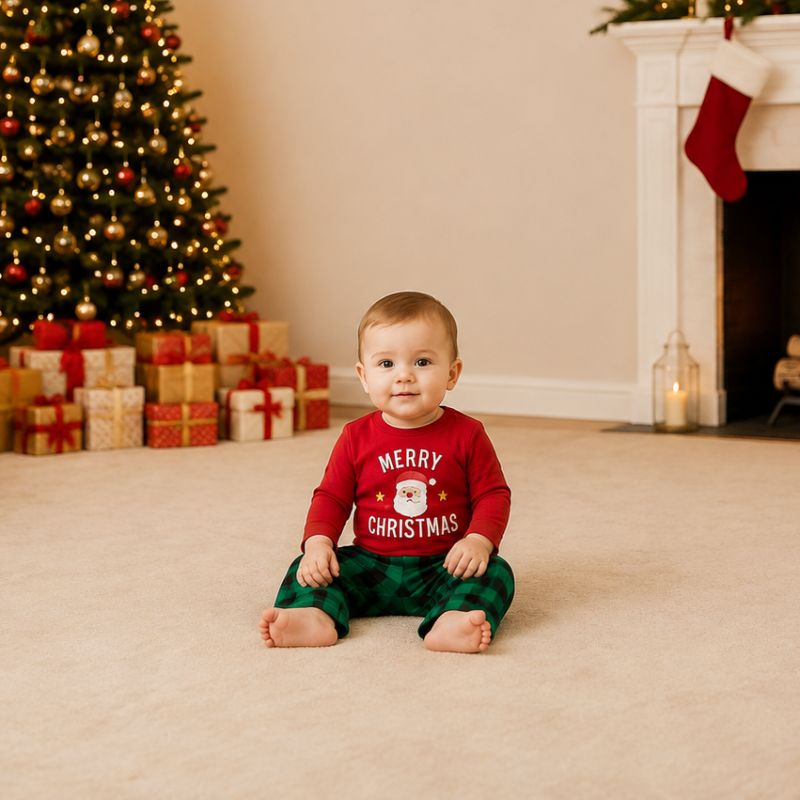 Weihnachtspyjama im Familienlook – Fröhlicher Weihnachtsmann