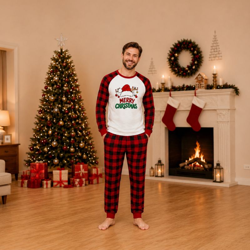 Christmas family-matching pajama set - Santa hat and antlers