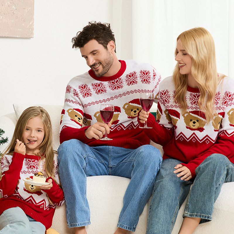 Pull de Noël assorti pour toute la famille – Ours en peluche avec motif Fair Isle