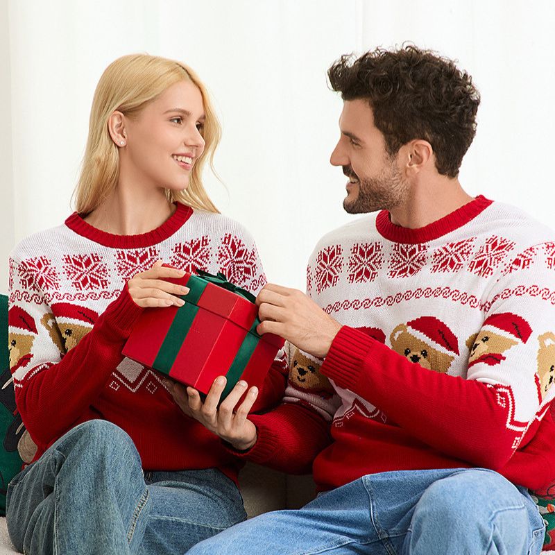 Pull de Noël assorti pour toute la famille – Ours en peluche avec motif Fair Isle
