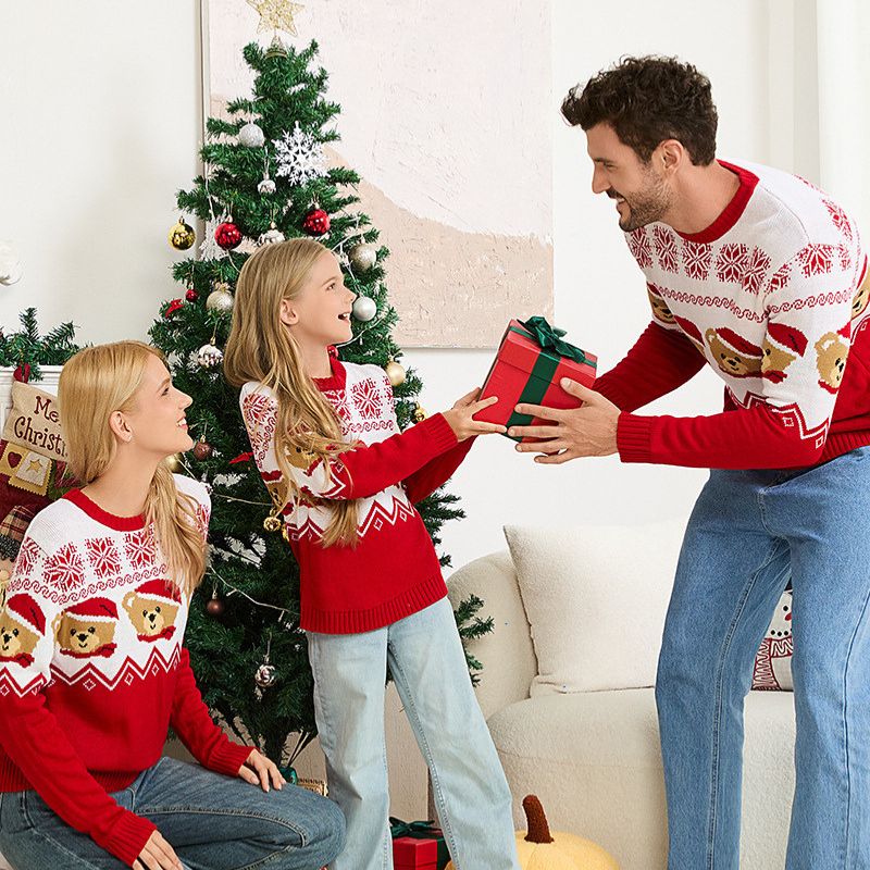 Pull de Noël assorti pour toute la famille – Ours en peluche avec motif Fair Isle