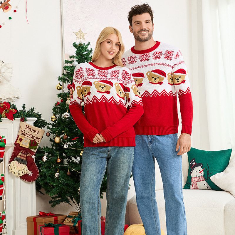 Pull de Noël assorti pour toute la famille – Ours en peluche avec motif Fair Isle