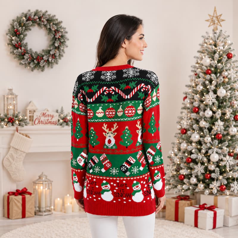 Damen-Weihnachtspullover – Lässiger Schnitt mit langen Ärmeln