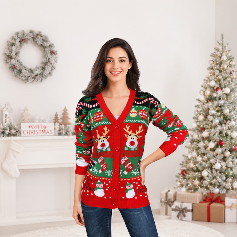 Damen-Weihnachtspullover – Lässiger Schnitt mit langen Ärmeln