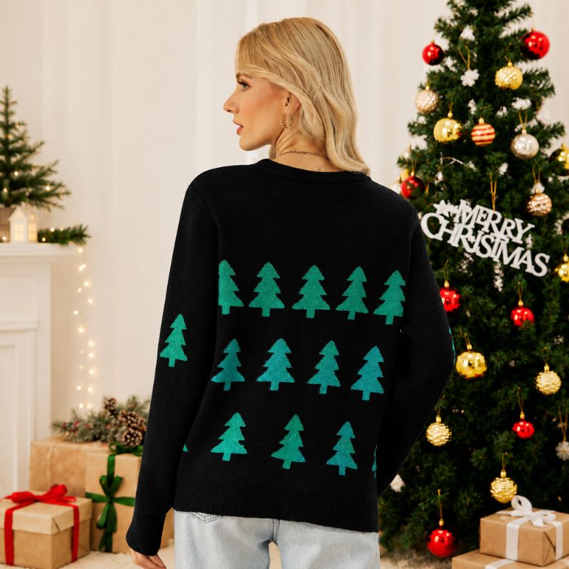 Damen-Weihnachtspullover – Tannenbaummotiv