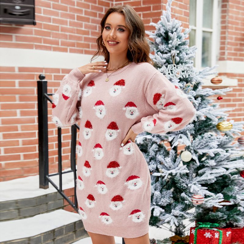 Weihnachtliches Minikleid für Damen – Weihnachtsmanngesicht