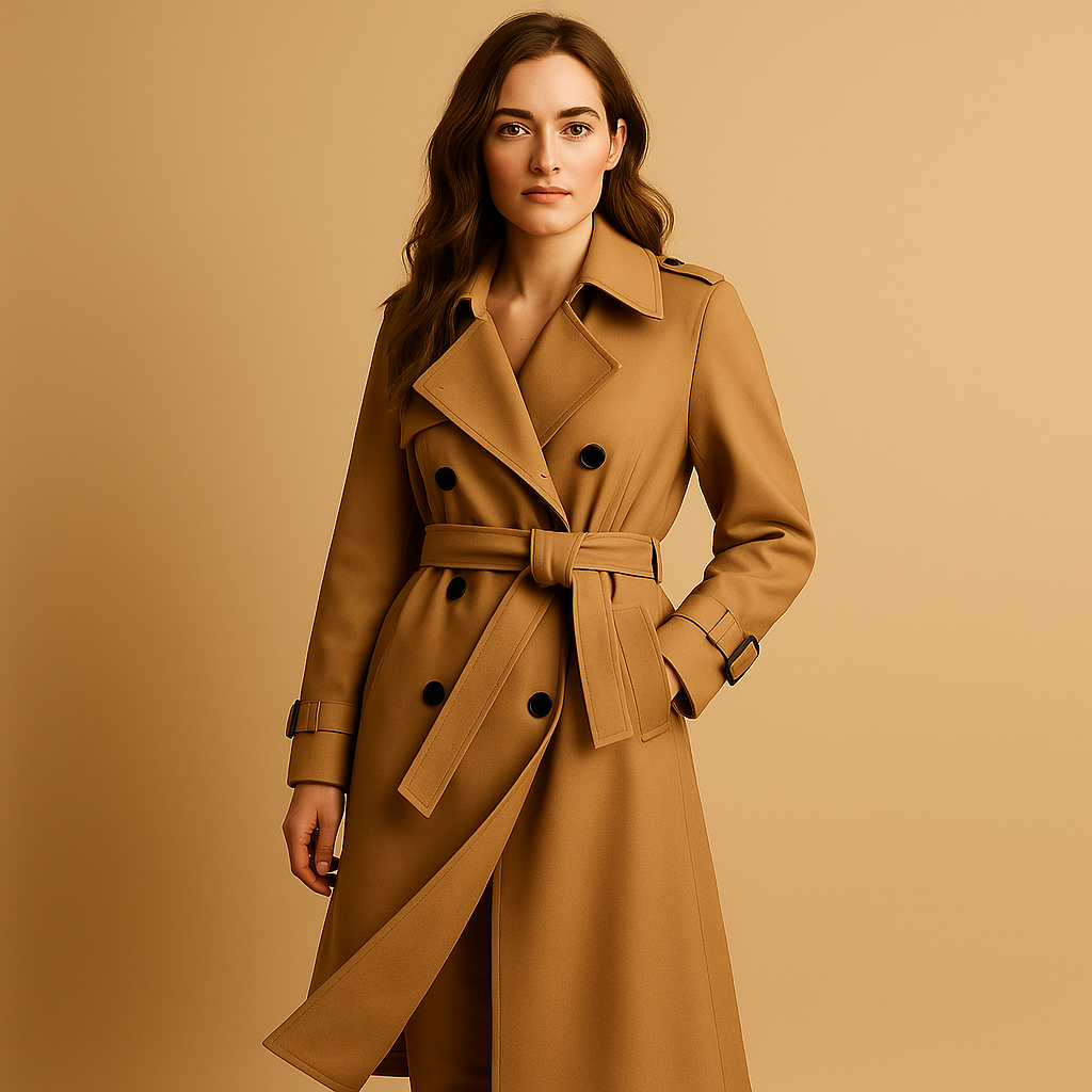 Damen Langer Wintermantel | Elegantes Doppelreiher-Design