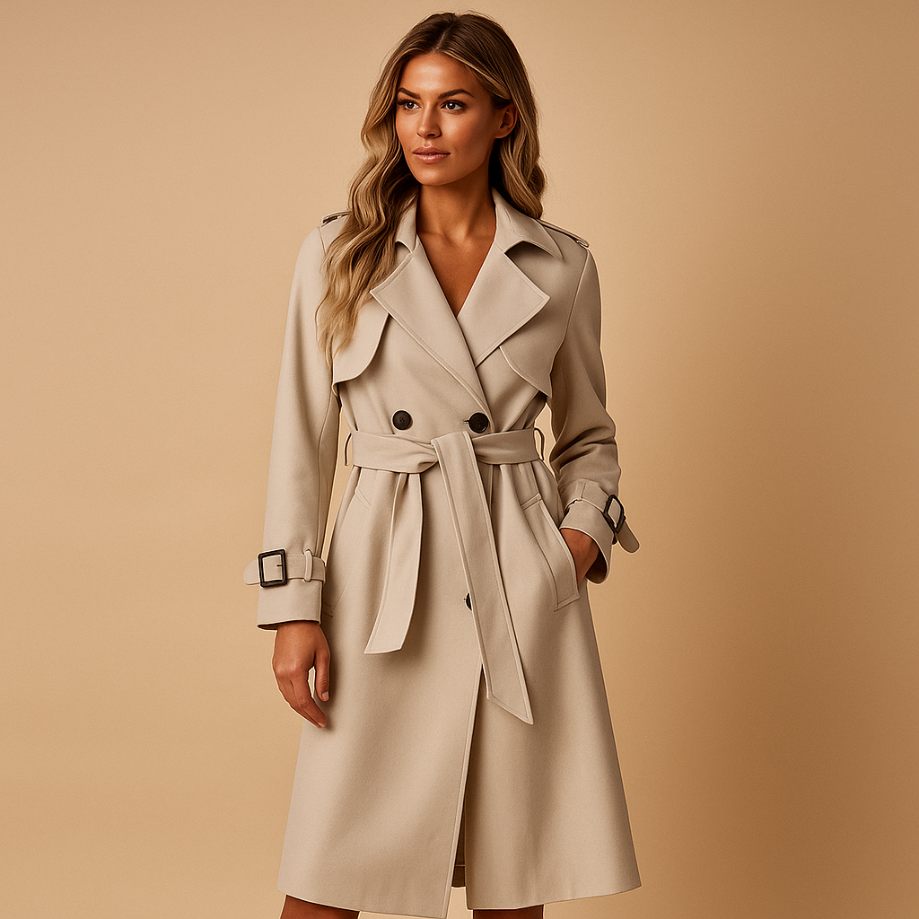 Damen Langer Wintermantel | Elegantes Doppelreiher-Design