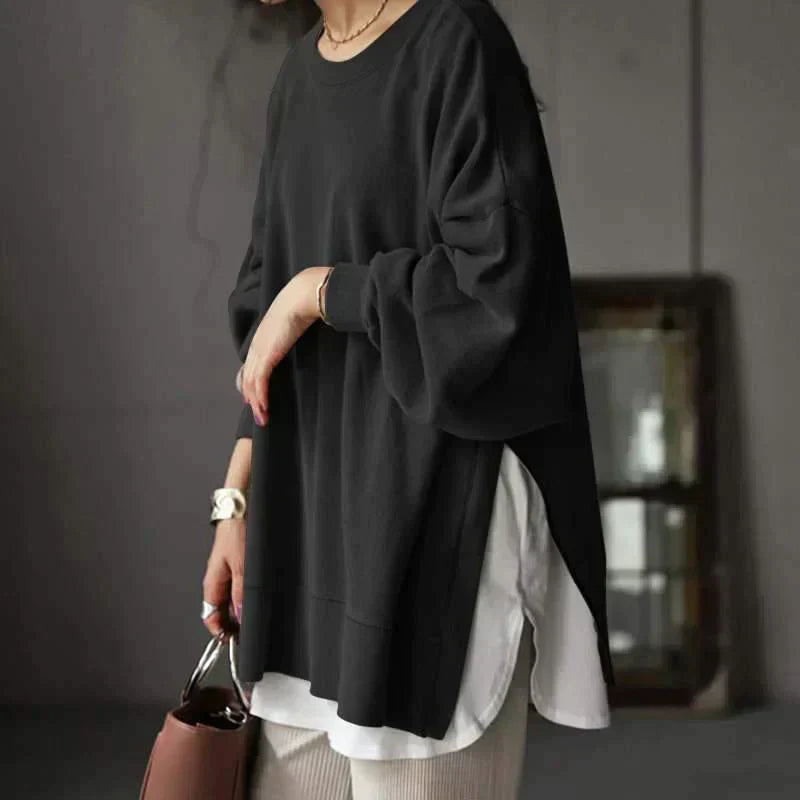 Damen Oversized Pullover – Rundhalsausschnitt Lässige Strickware