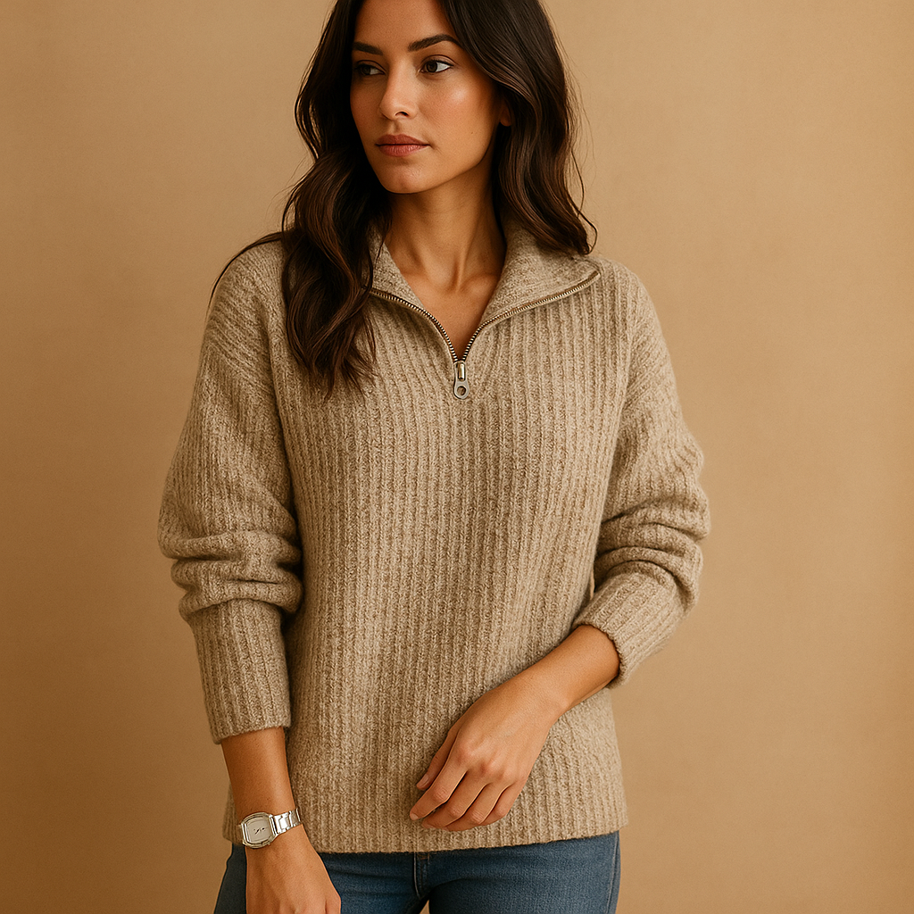 Damen-Half-Zip-Pullover mit tailliertem Schnitt