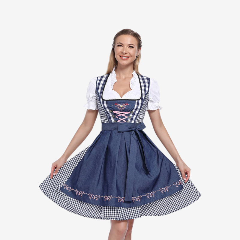 Trachten-Dirndl für Damen mit Schnürung und Herzstickerei