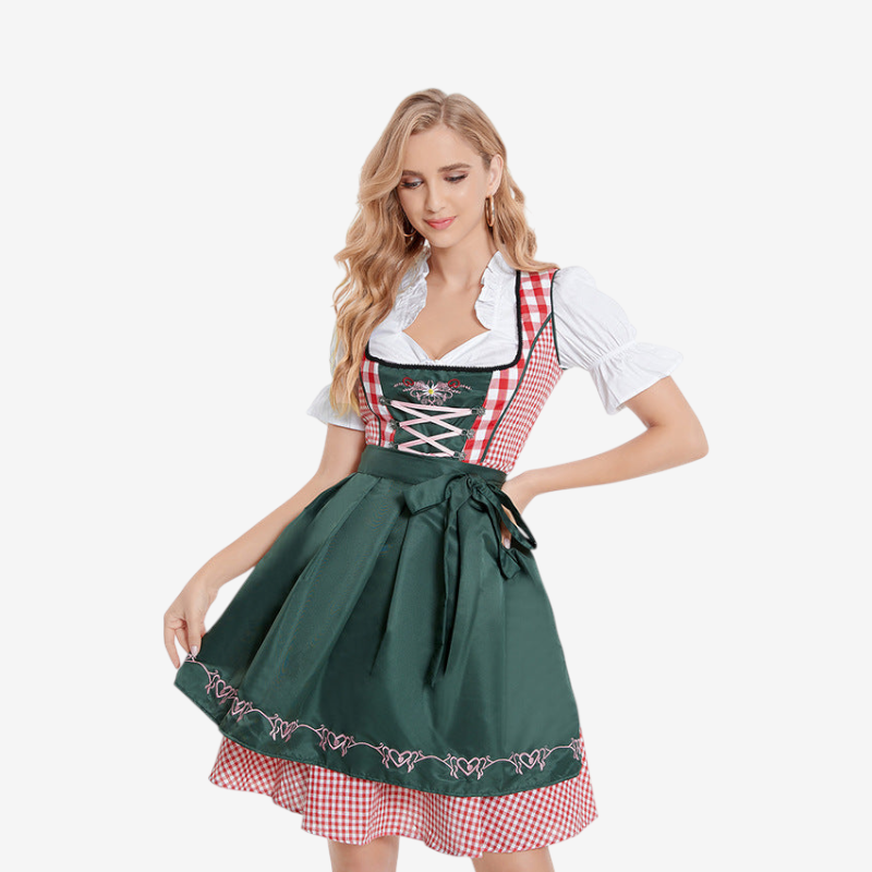 Trachten-Dirndl für Damen mit Schnürung und Herzstickerei